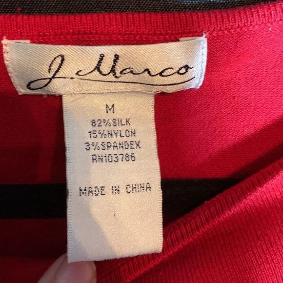 J Marco Silk Blend Red Long Sleeved Sweater M (A-032) - Picture 3 of 6